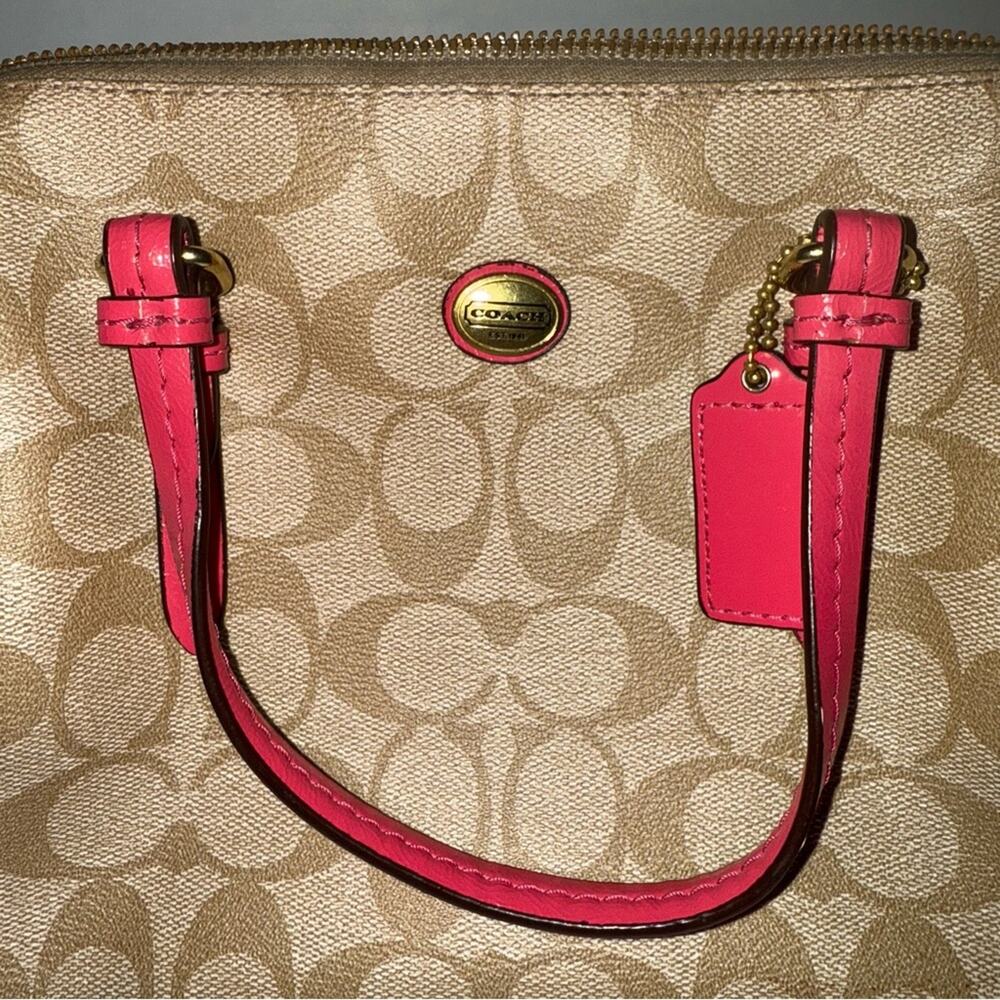 COACH Peyton bennett preppy mini satchel in coral pink and tan - Picture 4 of 7